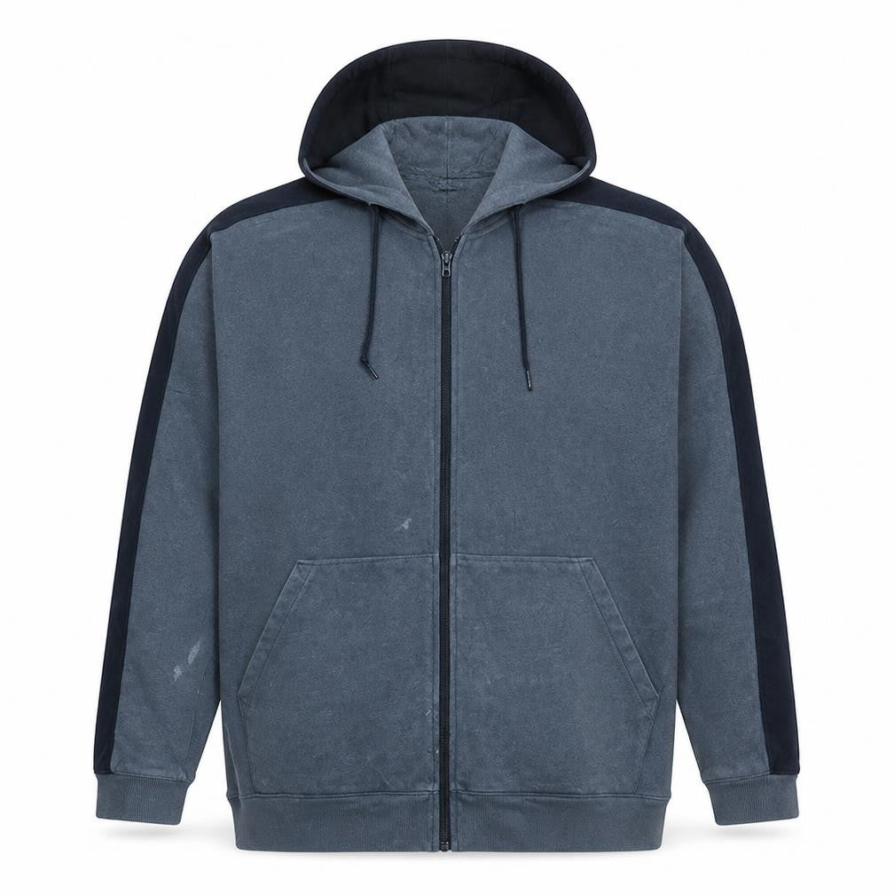 Front view of Adidas men’s grey full zip hoodie xl fleece athletic casual
