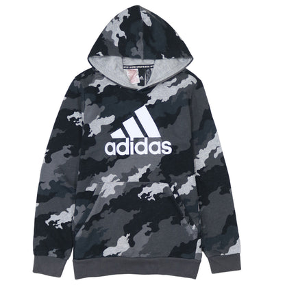 Adidas Boys Grey Camouflage Pullover Hoodie Size 13Y Regular Fit