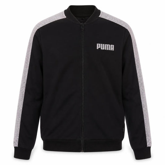 Front view of Puma Men's Black and Grey XS Track Jacket Full Zip Athletic