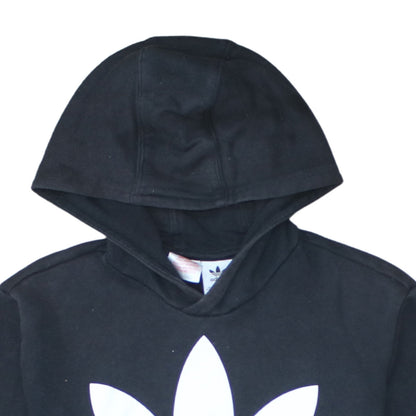 Adidas Boys Black Hoodie 13-14 Years Pullover Fleece Trefoil Logo