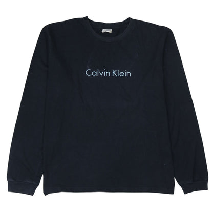 Calvin Klein Men's Black Long Sleeve Cotton Logo Top XL