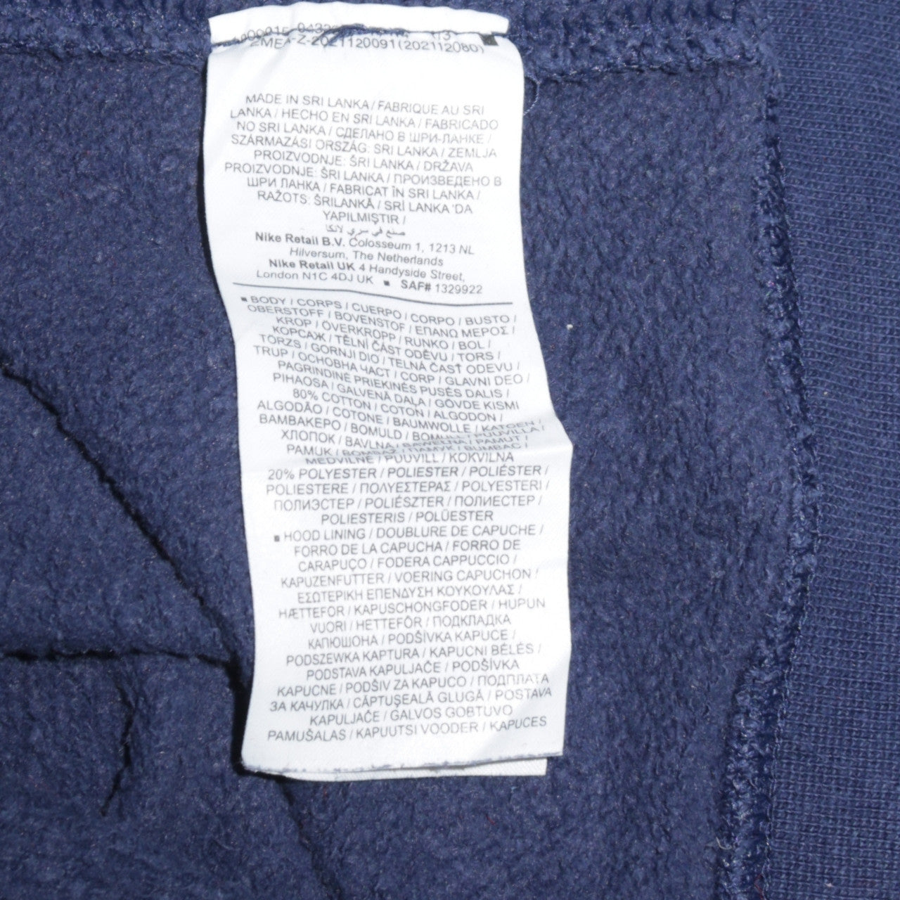 Mens UK Size L Nike Blue Pullover Hoodie