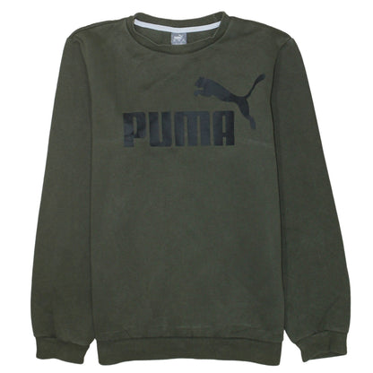 Puma Boys Green Pullover Sweatshirt 15-16 Years Crew Neck Fleece Logo Top