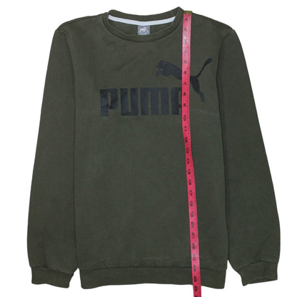 Puma Boys Green Pullover Sweatshirt 15-16 Years Crew Neck Fleece Logo Top