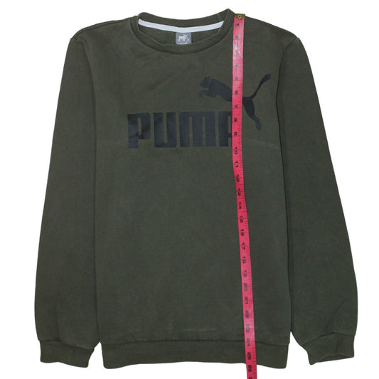 Puma Boys Green Pullover Sweatshirt 15-16 Years Crew Neck Fleece Logo Top