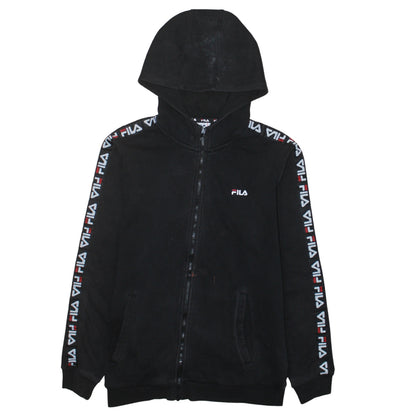 Fila Boys Black Full Zip Hoodie 13-14 Years Logo Tape Sleeve Casual