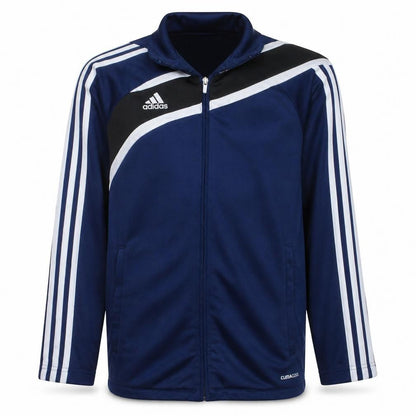 Front view of Adidas boys’ blue clima365 track jacket 13-14 years full zip lightweight top