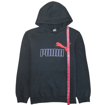Puma Boys Black Pullover Hoodie 15-16 Years Fleece Graphic Logo Sweatshirt