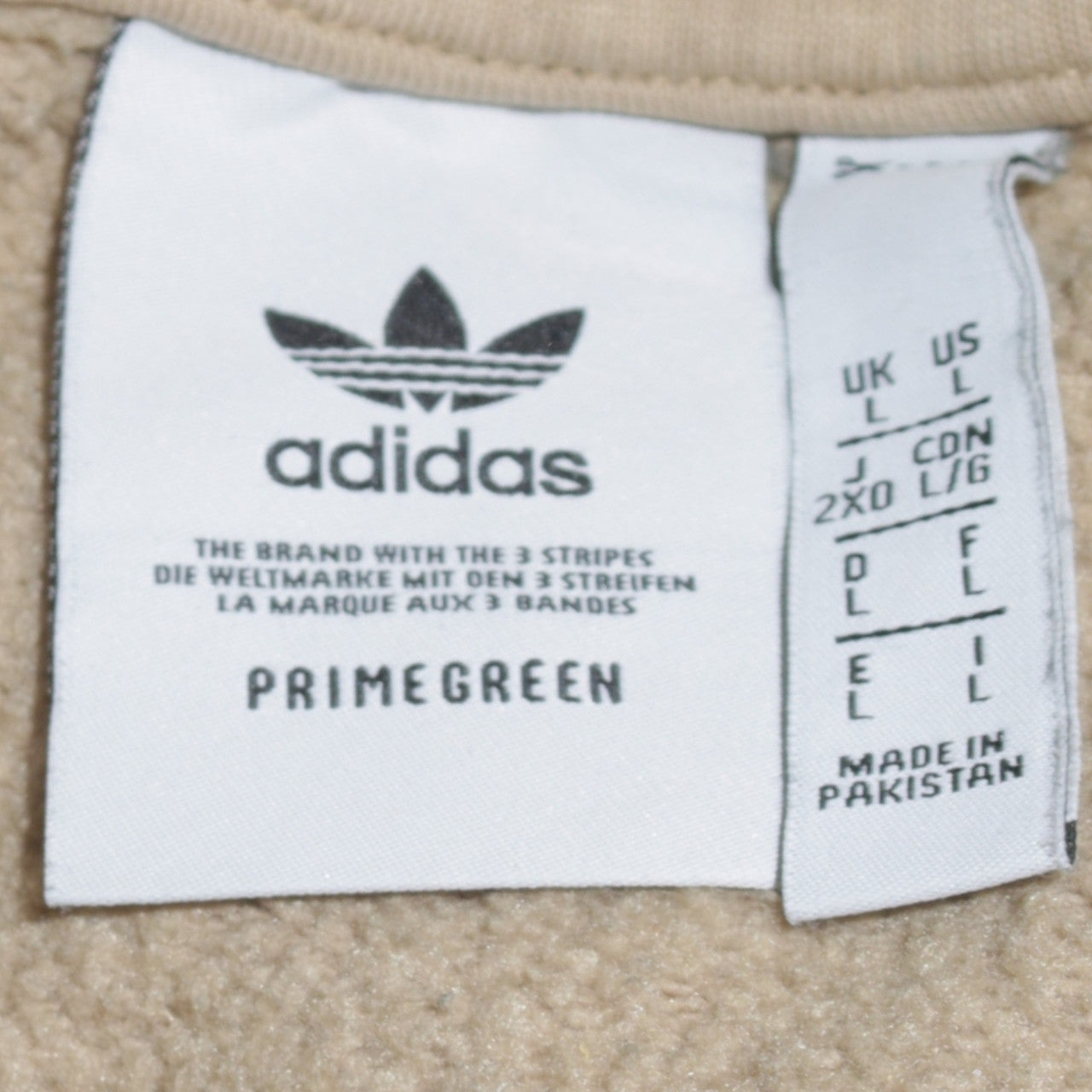 Mens UK Size L adidas Beige Pullover Hoodie