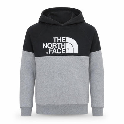 The North Face Boys Grey & Black Pullover Hoodie L Logo Sweatshirt