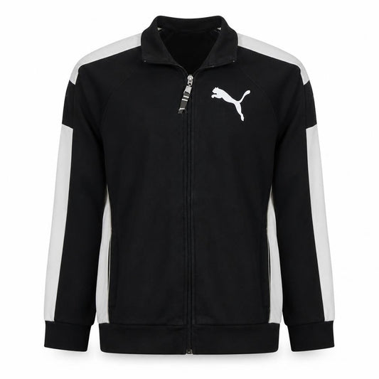 Front view of Puma Teens Black Full Zip Sports Sweatshirt L