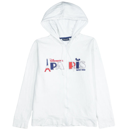 Womens UK Size XL Disneyland Paris White Full Zip Hoodie