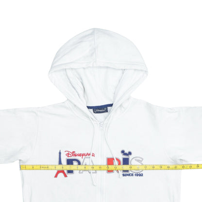 Womens UK Size XL Disneyland Paris White Full Zip Hoodie