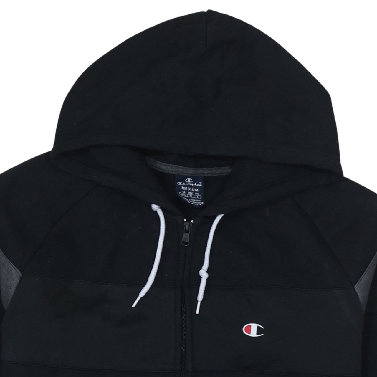 Mens UK Size M Champion Black Full Zip Hoodie