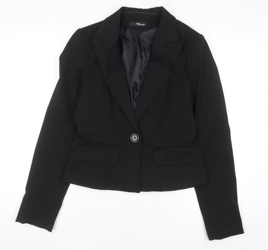 Jane Norman Women Black Blazer Size 12 Slim Fit Business Jacket