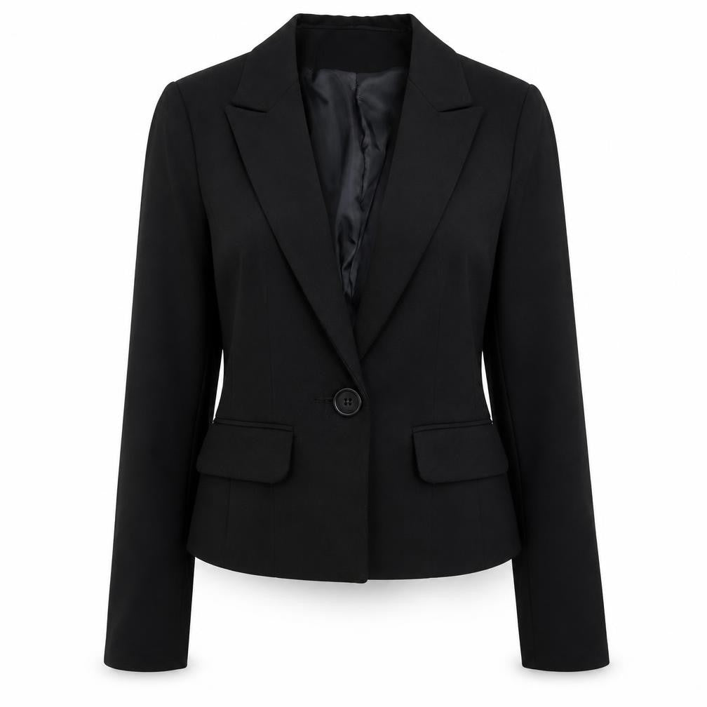 Jane Norman Women Black Blazer Size 12 Slim Fit Business Jacket
