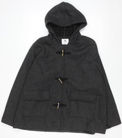 Encuentro Men's Grey Hooded Toggle Mid-Length Coat Size 44