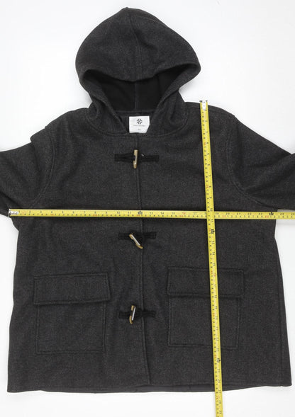 Encuentro Men's Grey Hooded Toggle Mid-Length Coat Size 44