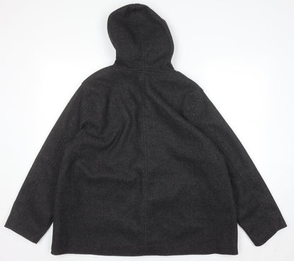 Encuentro Men's Grey Hooded Toggle Mid-Length Coat Size 44