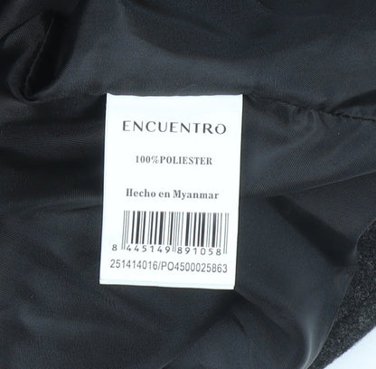 Encuentro Men's Grey Hooded Toggle Mid-Length Coat Size 44