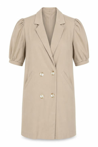 Boohoo Women's Beige Mid-Length Puff Sleeve Blazer UK 6