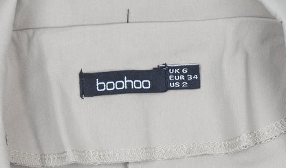 Boohoo Women's Beige Mid-Length Puff Sleeve Blazer UK 6