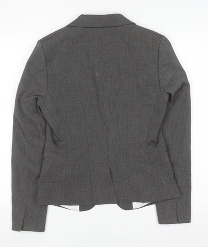 H&M Women Grey Blazer Jacket Size 8 Slim Fit Business Workwear