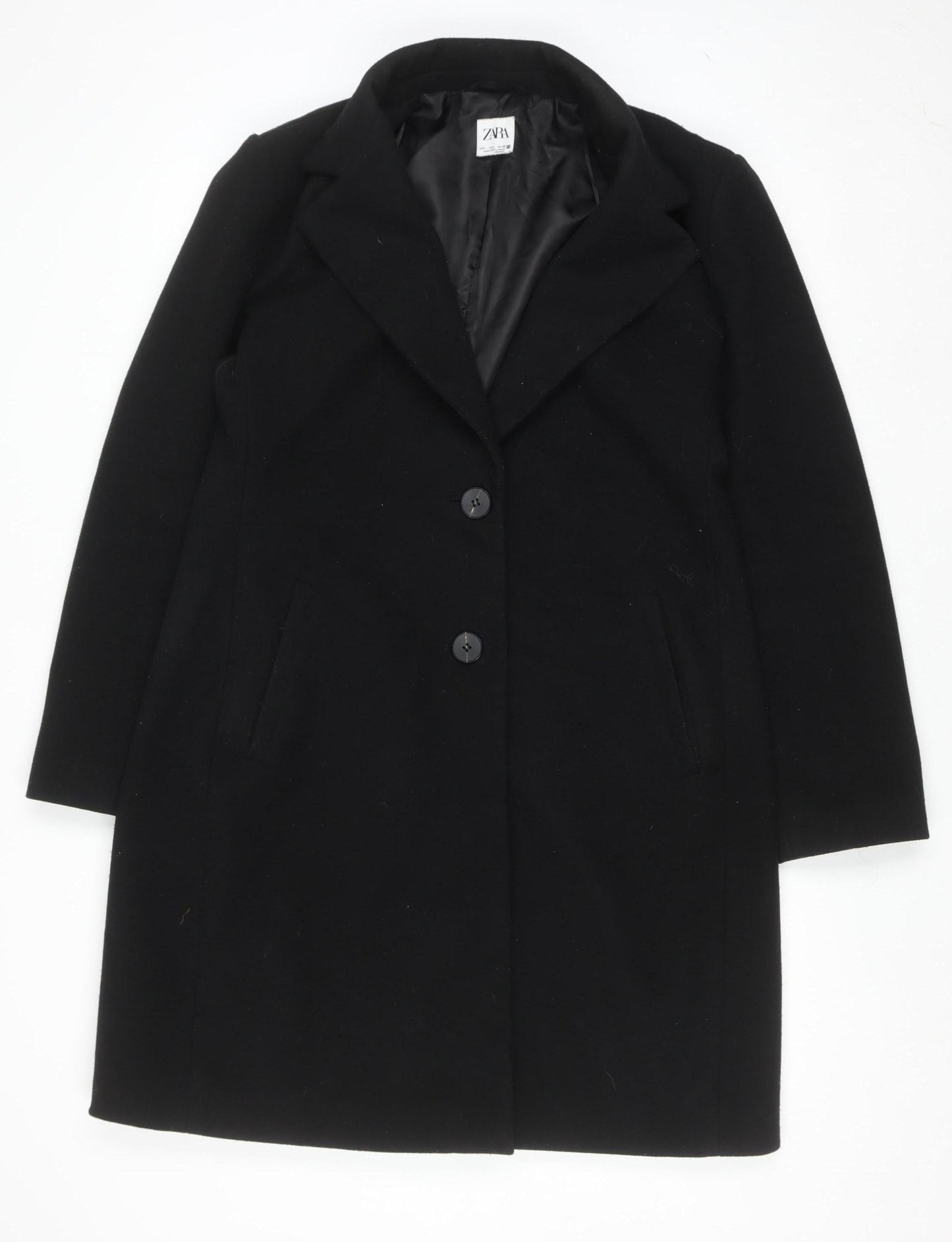 Womens UK Size L Zara Black Overcoat