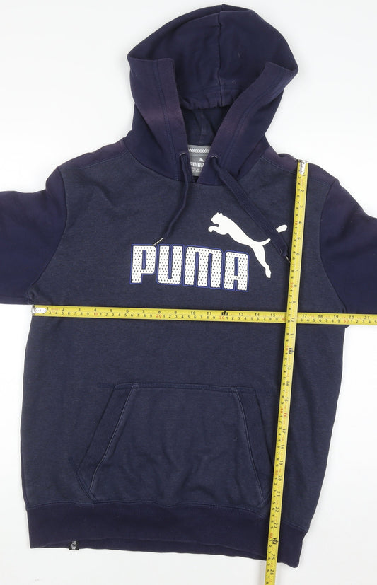 Mens UK Size M PUMA Blue Pullover Hoodie