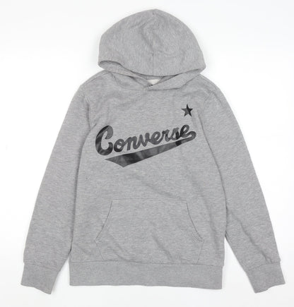 Converse Boys Grey Pullover Hoodie 12-13 Years Cotton Blend Fleece