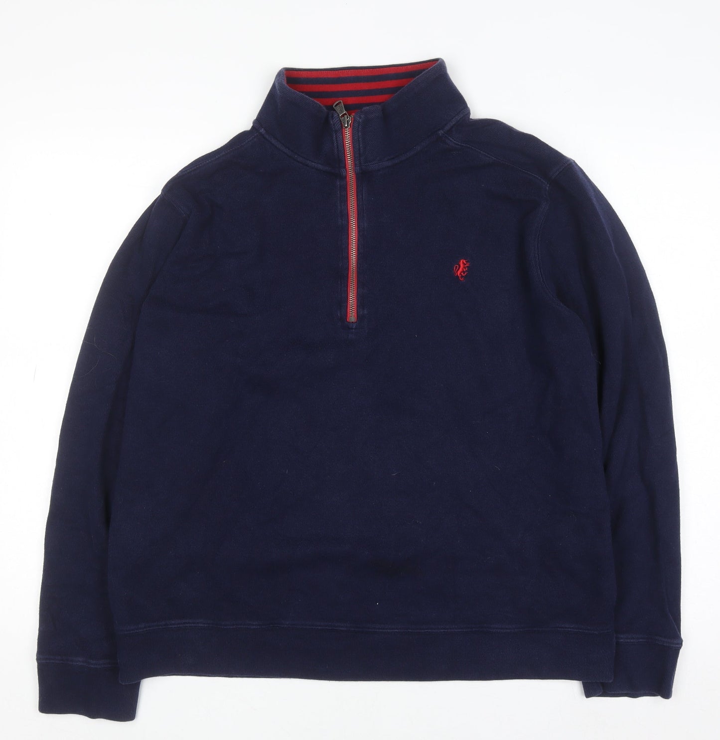 Mens UK Size L Stafford Blue Henley Sweatshirt