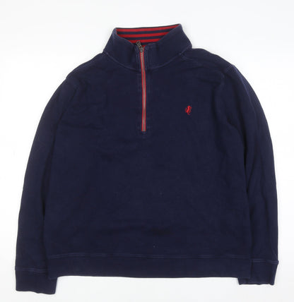 Mens UK Size L Stafford Blue Henley Sweatshirt