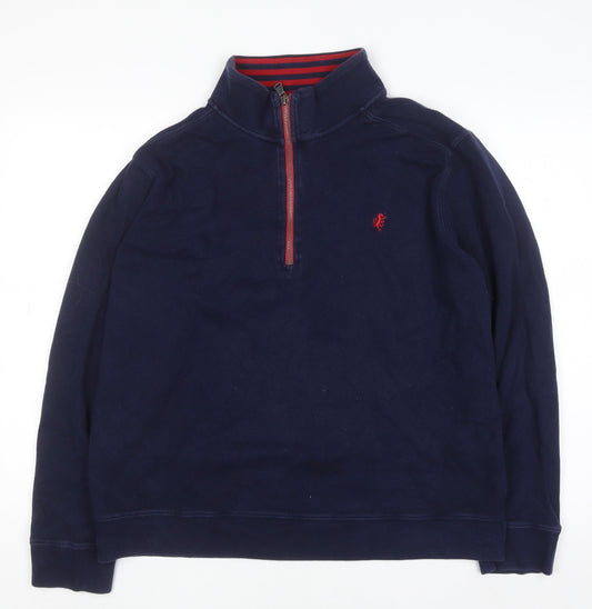 Mens UK Size L Stafford Blue Henley Sweatshirt