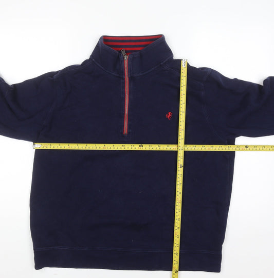 Mens UK Size L Stafford Blue Henley Sweatshirt