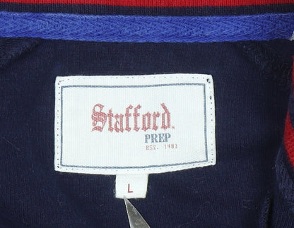 Mens UK Size L Stafford Blue Henley Sweatshirt