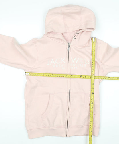 Jack Wills Girls Pink Full Zip Logo Hoodie 11-12 Years