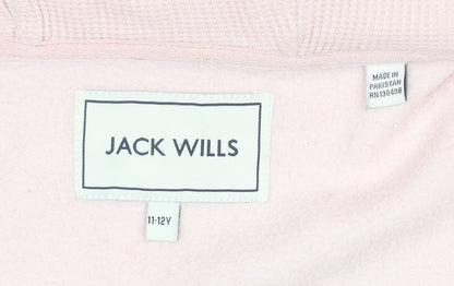Jack Wills Girls Pink Full Zip Logo Hoodie 11-12 Years