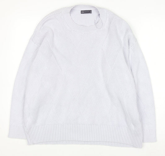 Marks and Spencer Women’s Pale Lilac Diamond Knit Cotton Jumper XL