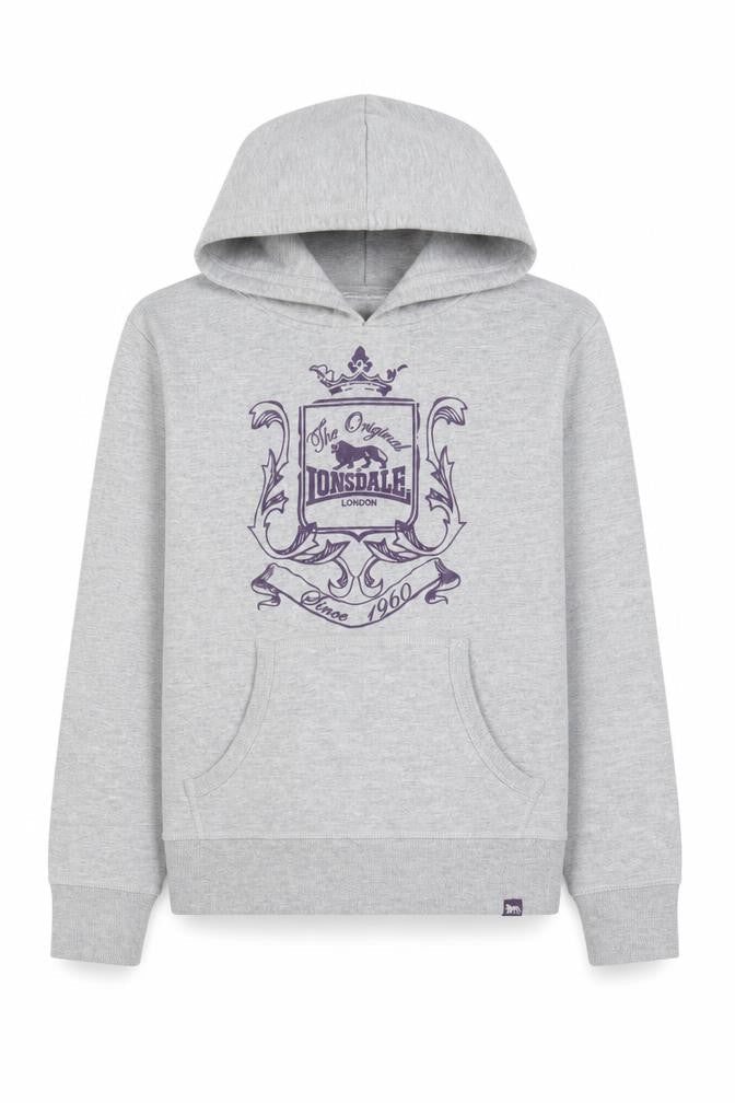 Boys UK Size 8 Years Lonsdale Grey Pullover Hoodie