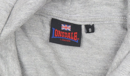 Boys UK Size 8 Years Lonsdale Grey Pullover Hoodie