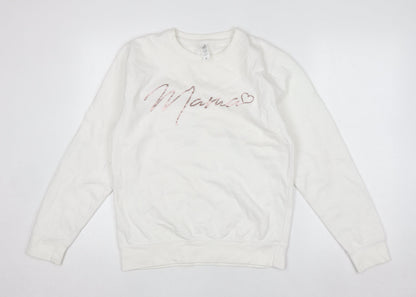 Womens UK Size S Just Hoods White Pullover Sweatshirt