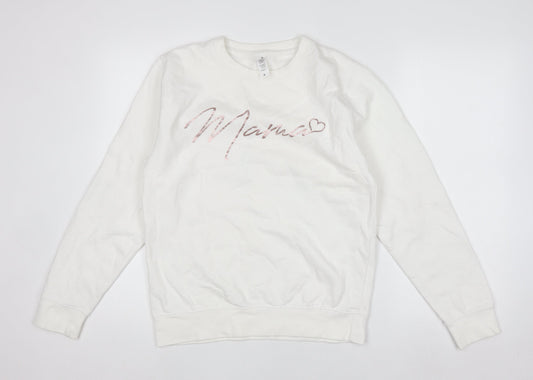 Womens UK Size S Just Hoods White Pullover Sweatshirt