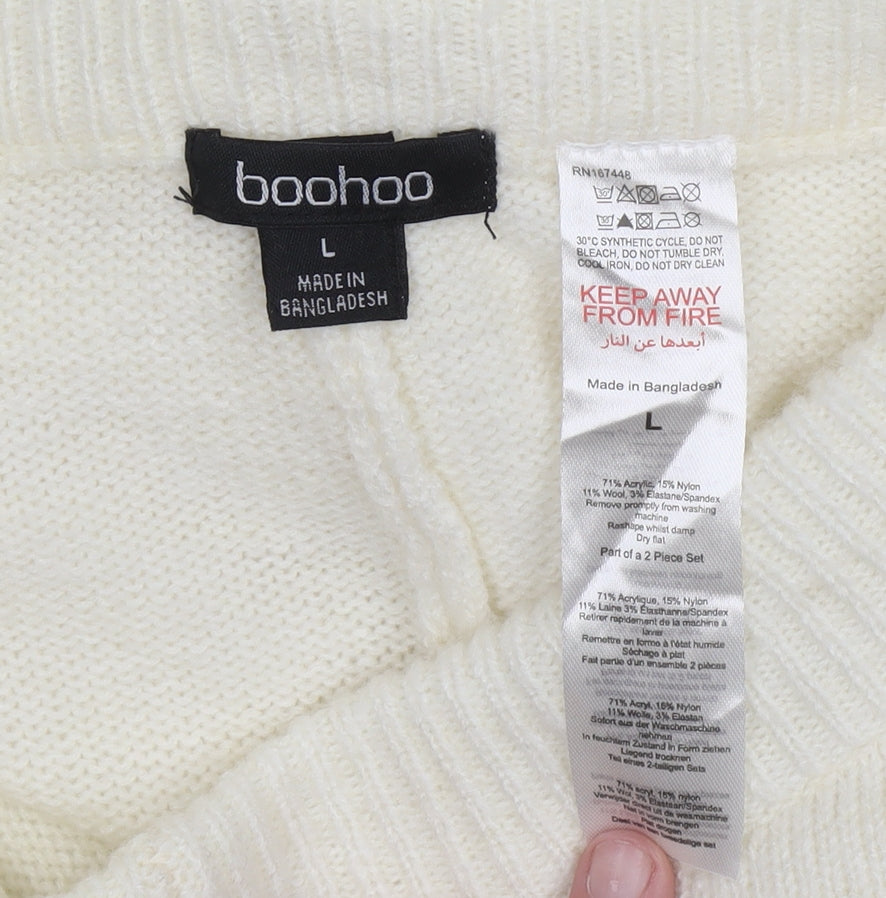 Womens UK Size L Boohoo Regular Fit CasualTravel Ivory Trousers