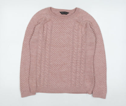 Dorothy Perkins Women's Pink Cable-Knit Acrylic Jumper Size 12