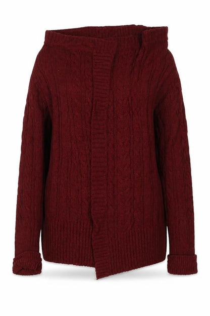 Mantaray Womens Red Cable-Knit Long Sleeve Cardigan Size 8