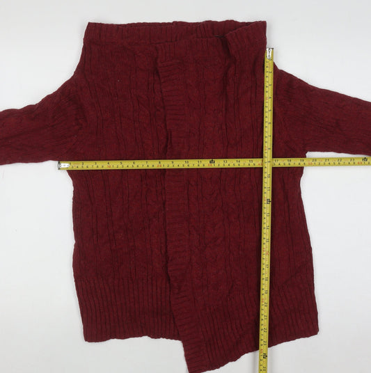 Mantaray Womens Red Cable-Knit Long Sleeve Cardigan Size 8