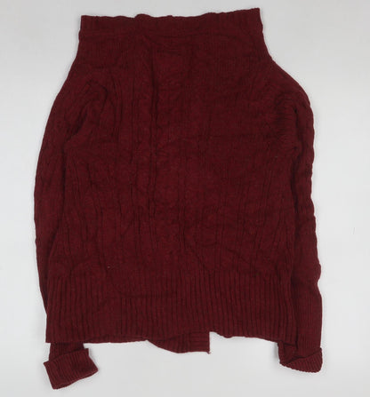 Mantaray Womens Red Cable-Knit Long Sleeve Cardigan Size 8