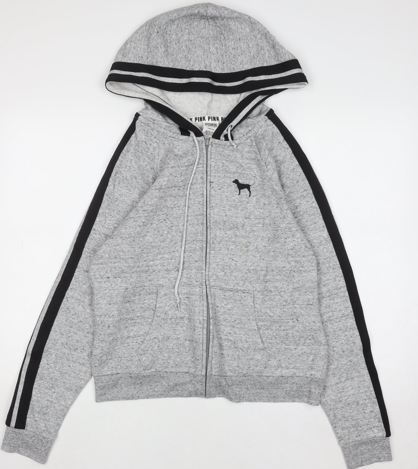Womens UK Size L PINK Grey Full Zip Hoodie
