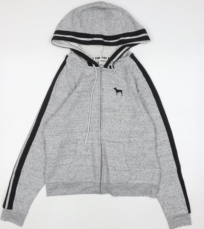 Womens UK Size L PINK Grey Full Zip Hoodie