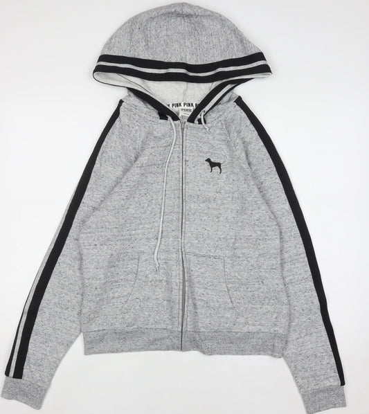 Womens UK Size L PINK Grey Full Zip Hoodie